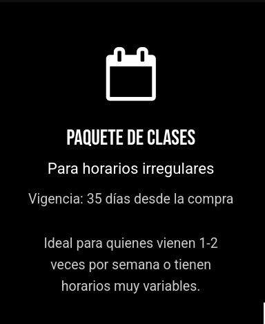 Paquete de Clases (Para Horarios Irregulares)